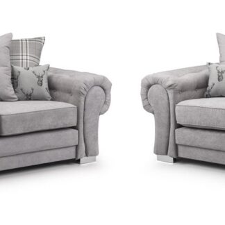 Dukes Scatterback Grey Fabric 3+2 Sofa Set
