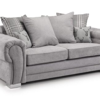 Dukes Scatterback Grey Fabric 3 Seater Sofa