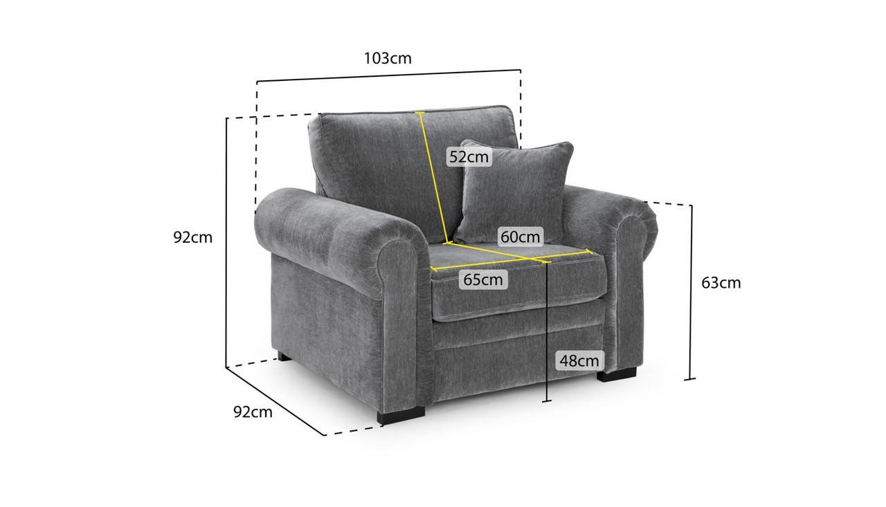 Huxham Grey Fabric Armchair - Image 2