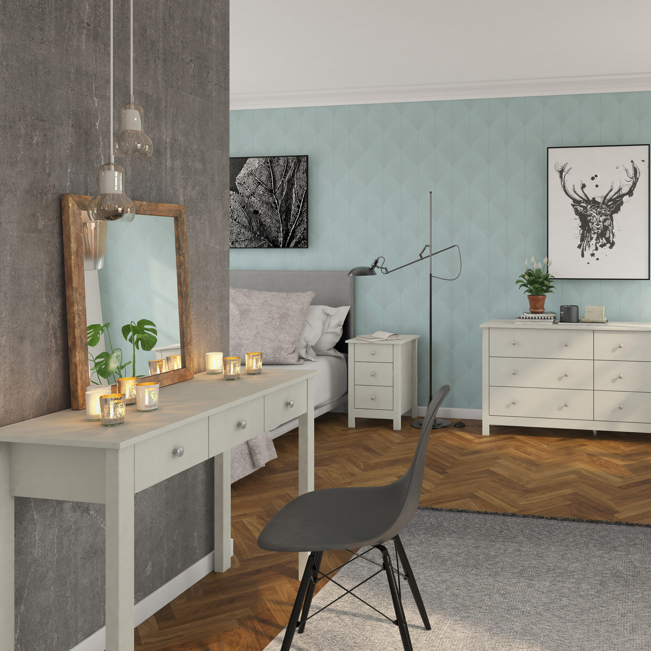 Florence 3 drawer bedside in Soft Grey - Image 3