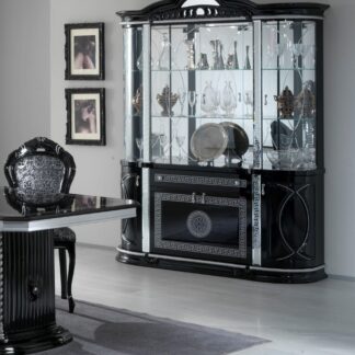 Ben Company New Venus Black and Silver Italian 4 Door Vitrine
