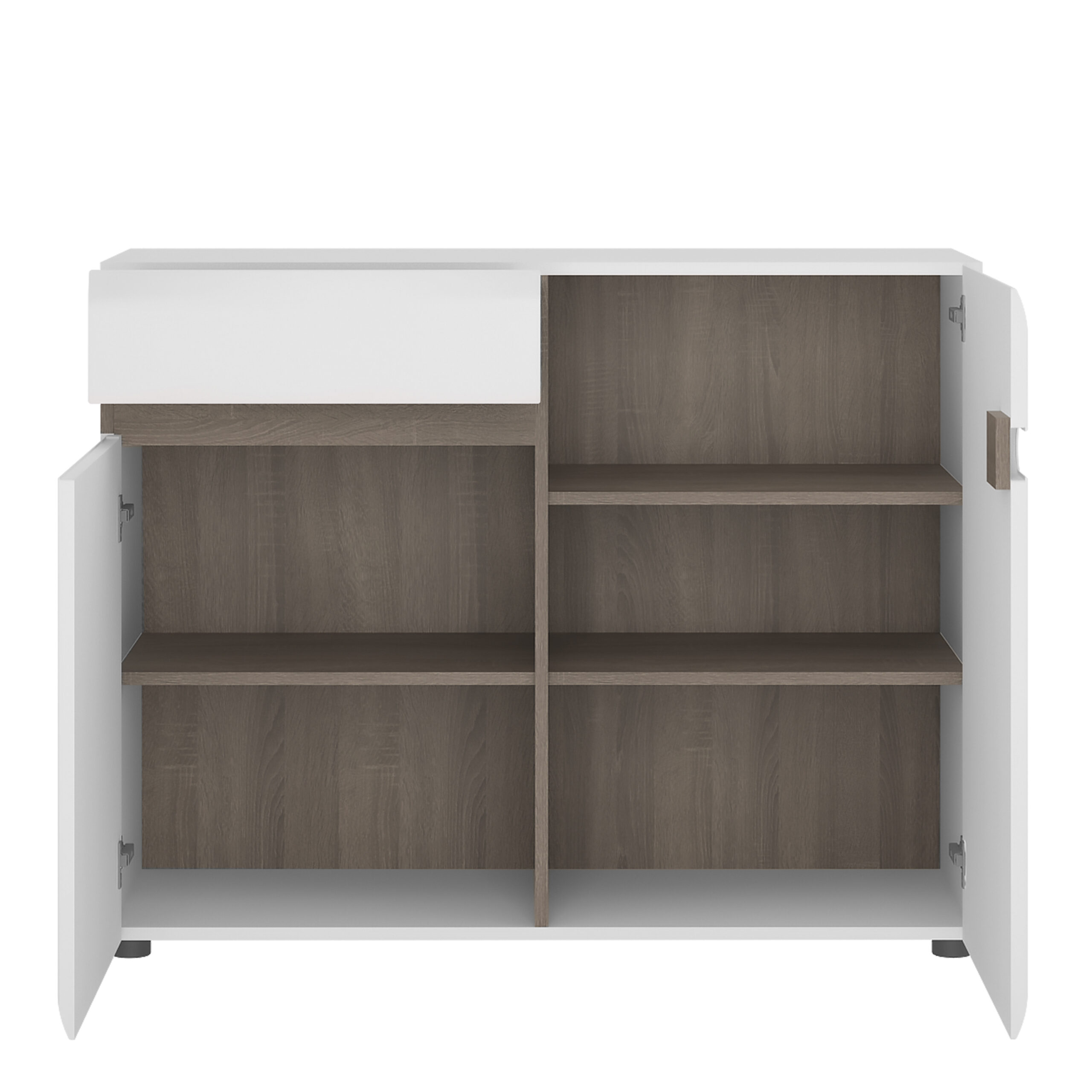 Chelsea 1 Drawer 2 Door Sideboard 109.5cm wide in White with Oak Trim - Image 2