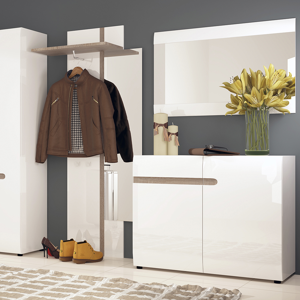 Chelsea 1 Drawer 2 Door Sideboard 109.5cm wide in White with Oak Trim - Image 3