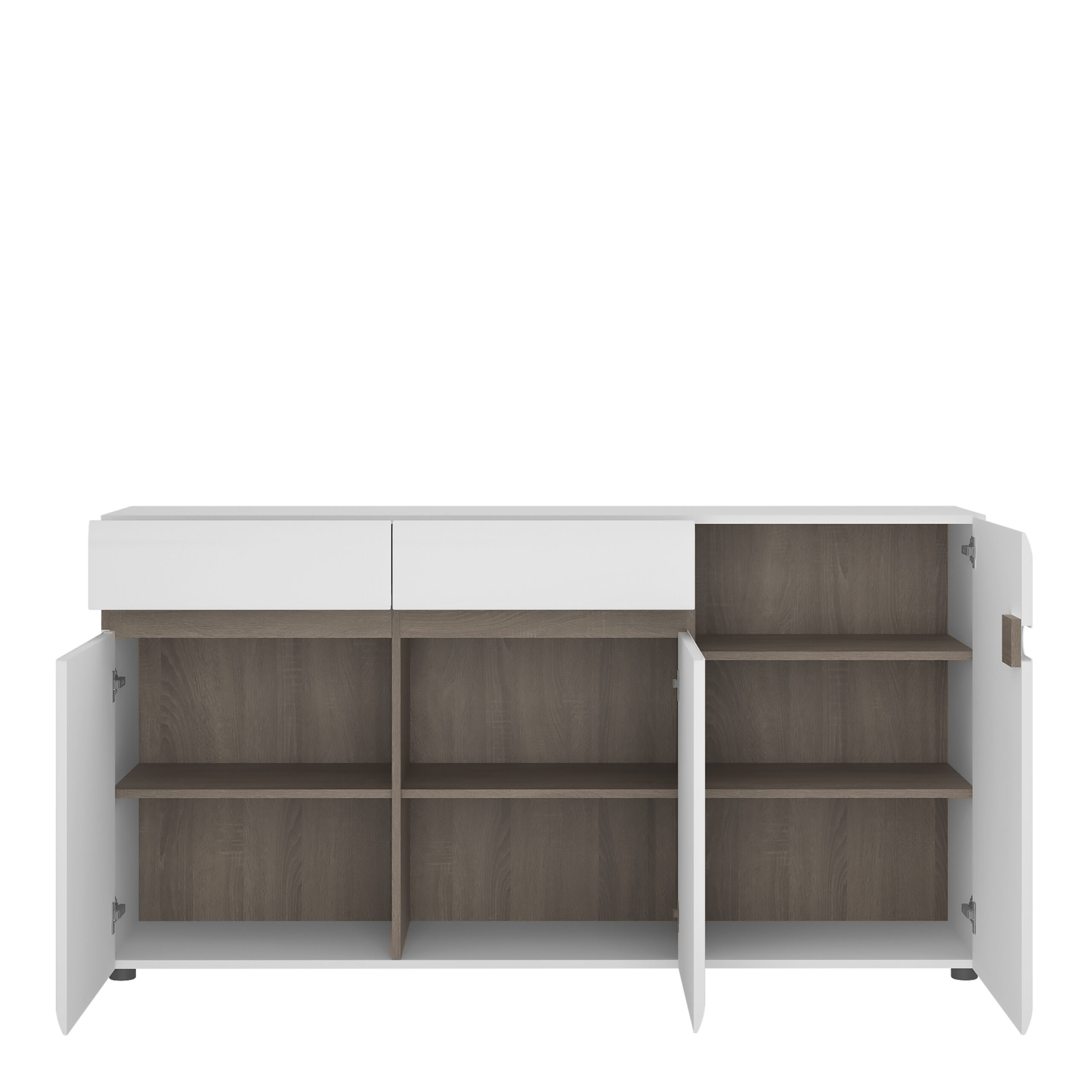 Chelsea 2 Drawer 3 door sideboard in White with Oak Trim - Image 2