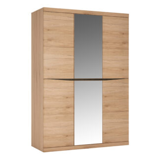 Kensington 3 Door Wardrobe with Centre Mirror door in Oak
