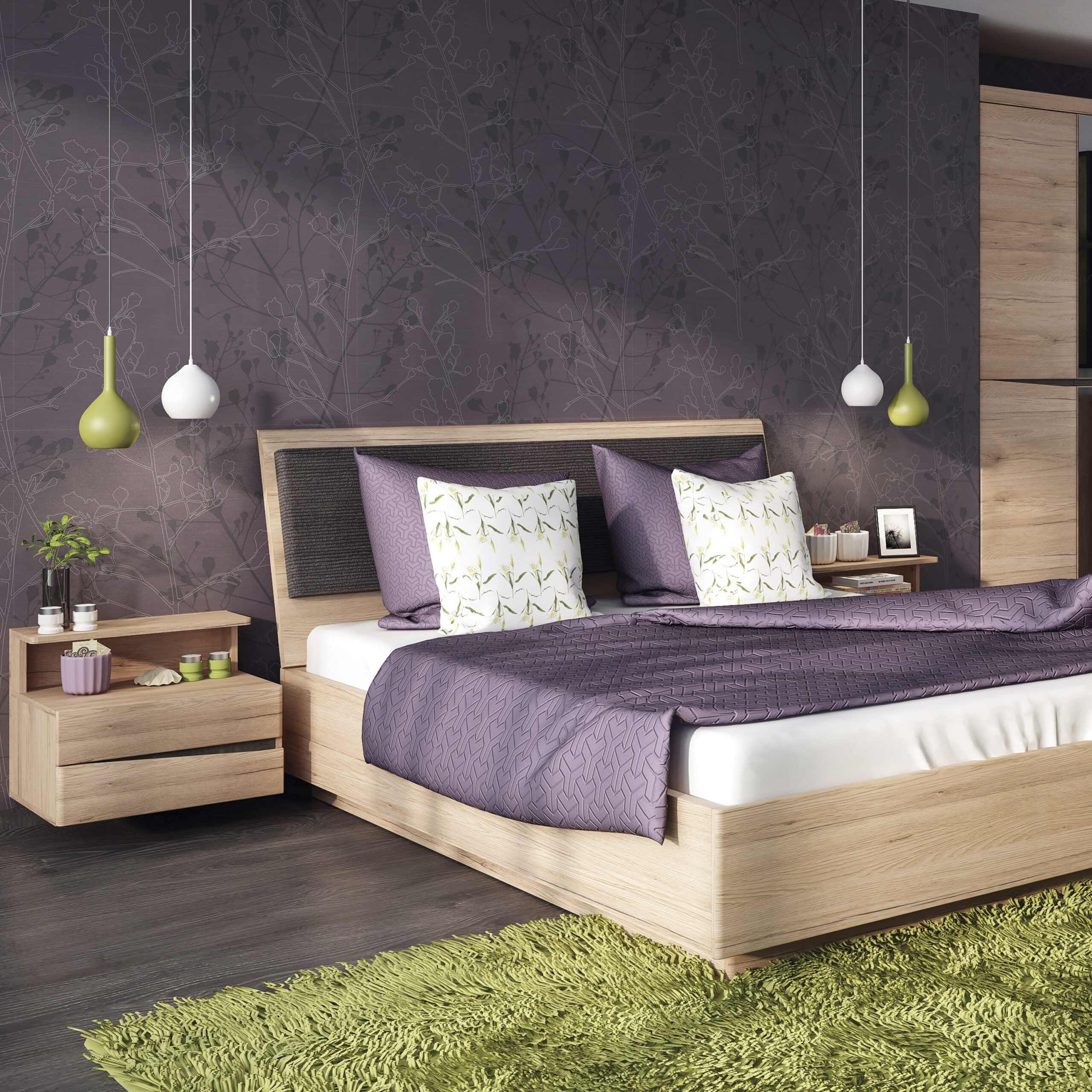 Kensington 2 Drawer Bedside Cabinet RH Drawer (wall fixing) in Oak - Image 4
