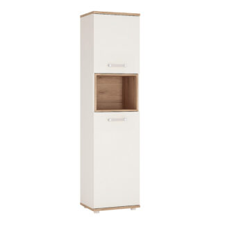 4Kids Tall 2 Door Cabinet in Light Oak and white High Gloss (opalino handles)