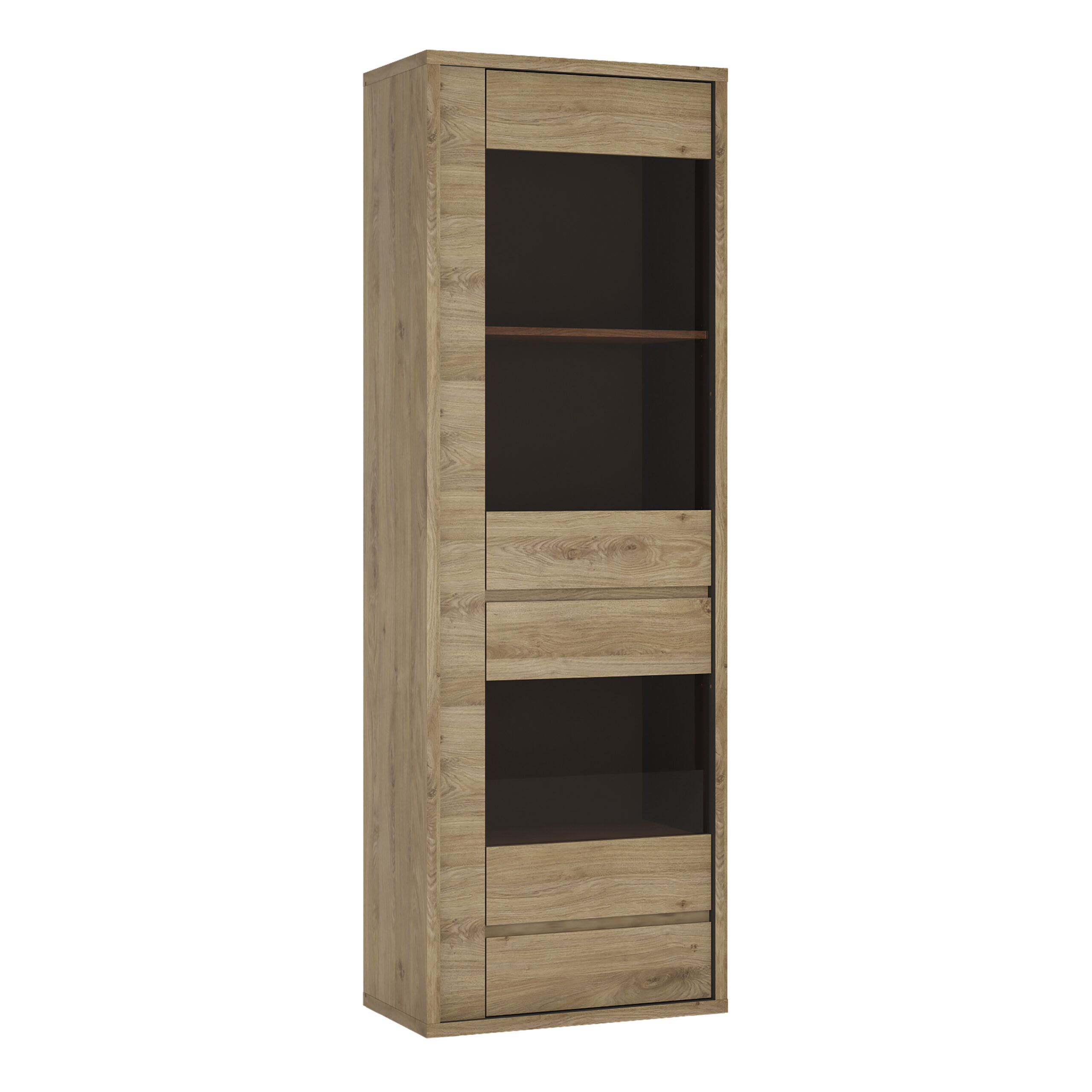 Shetland 1 Door 1 Drawer Narrow Glazed display cabinet