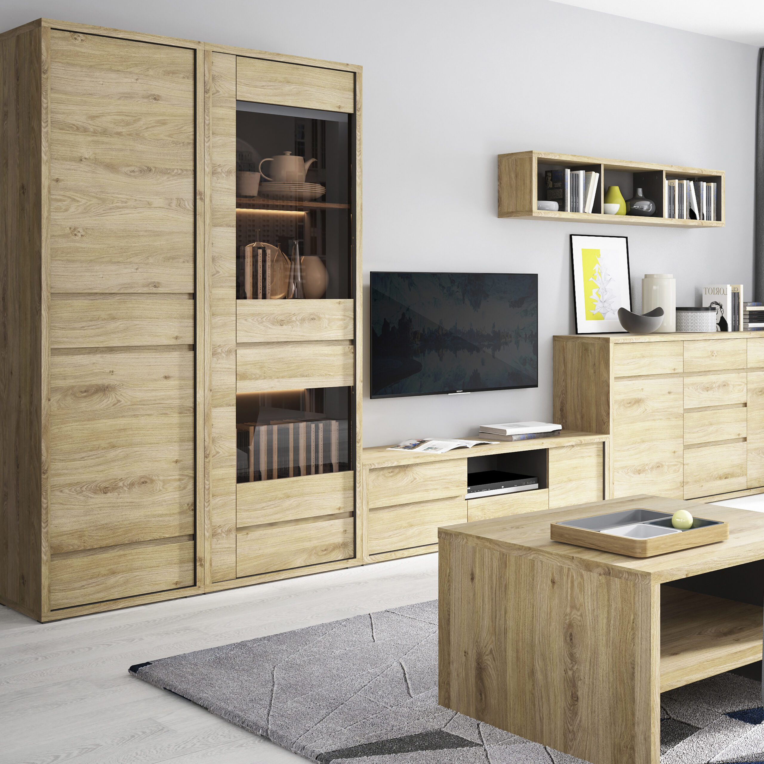 Shetland 1 Door 1 Drawer Narrow Glazed display cabinet - Image 5