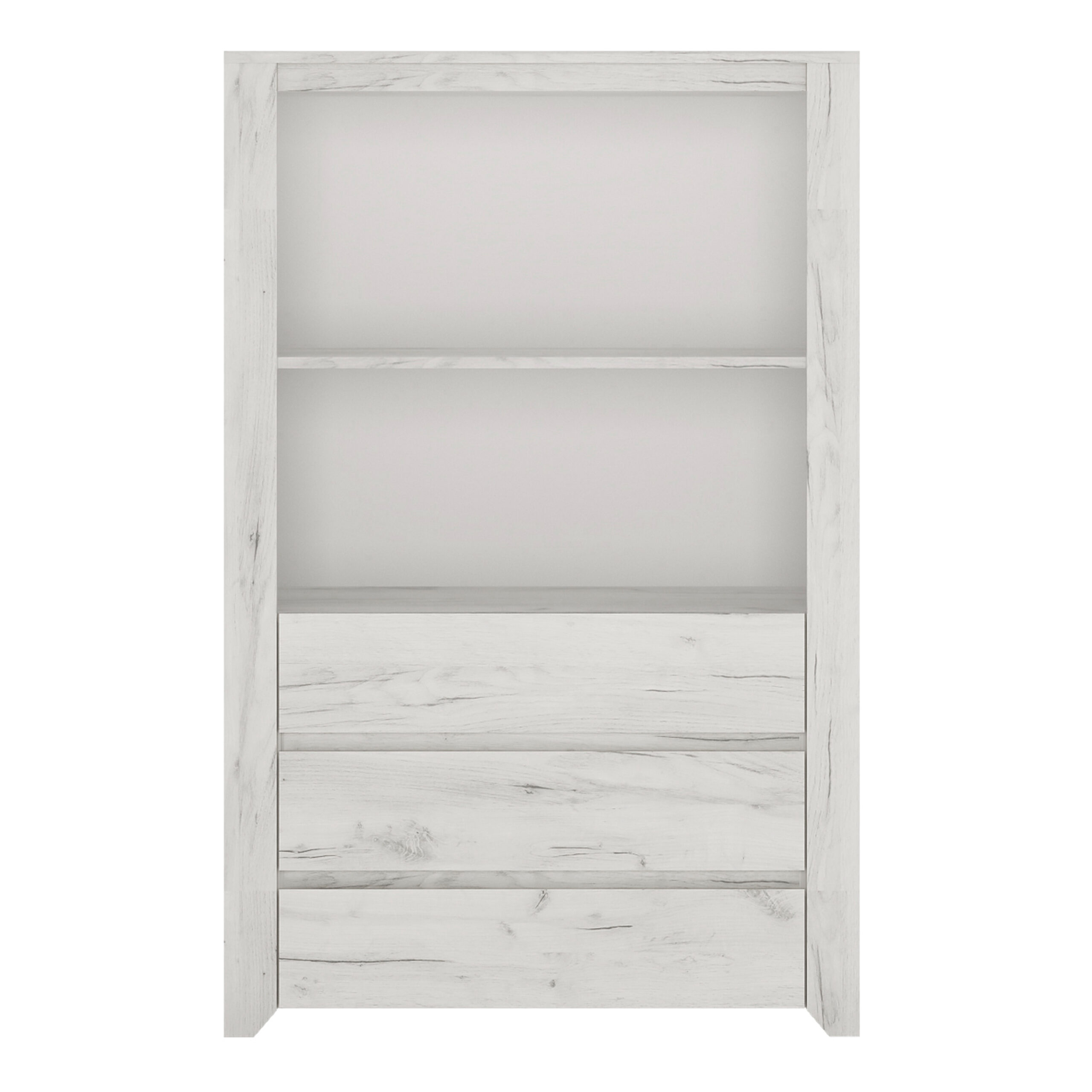 Angel 3 Drawer Cupboard with Open Shelf in White Craft Oak - Image 2