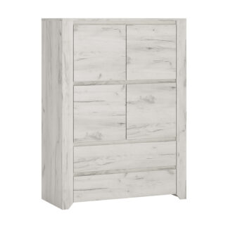 Angel 4 Door 2 Drawer Cupboard in White Craft Oak