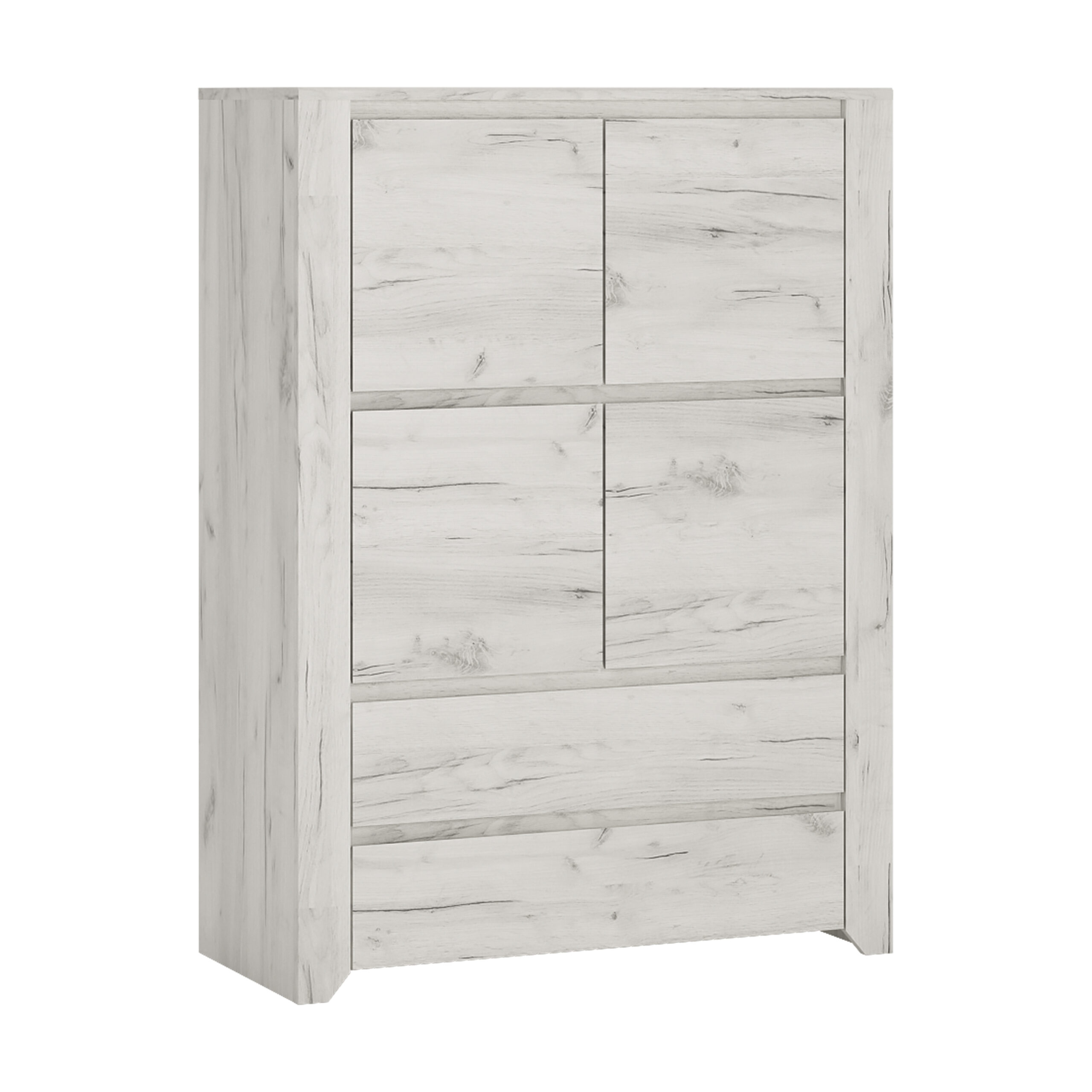 Angel 4 Door 2 Drawer Cupboard in White Craft Oak