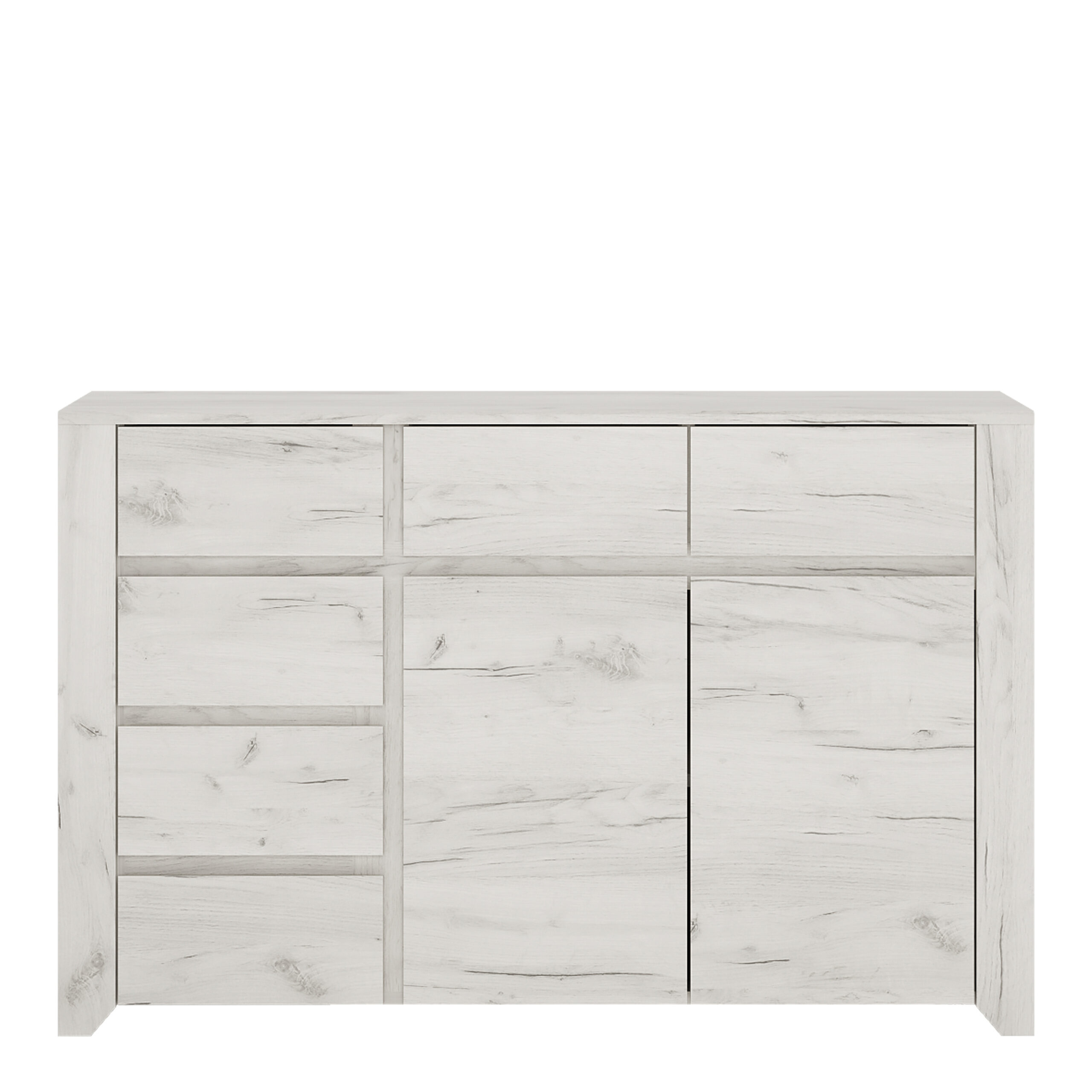 Angel 2 Door 3+3 Drawer Wide Chest in White Craft Oak - Image 2