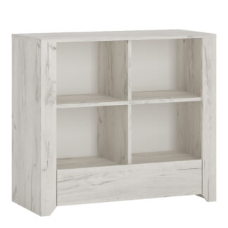 Angel 1 Drawer Low Bookcase in White Craft Oak