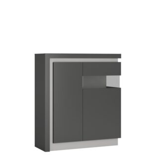 Lyon 2 door designer cabinet (RH) in Platinum/Light Grey Gloss