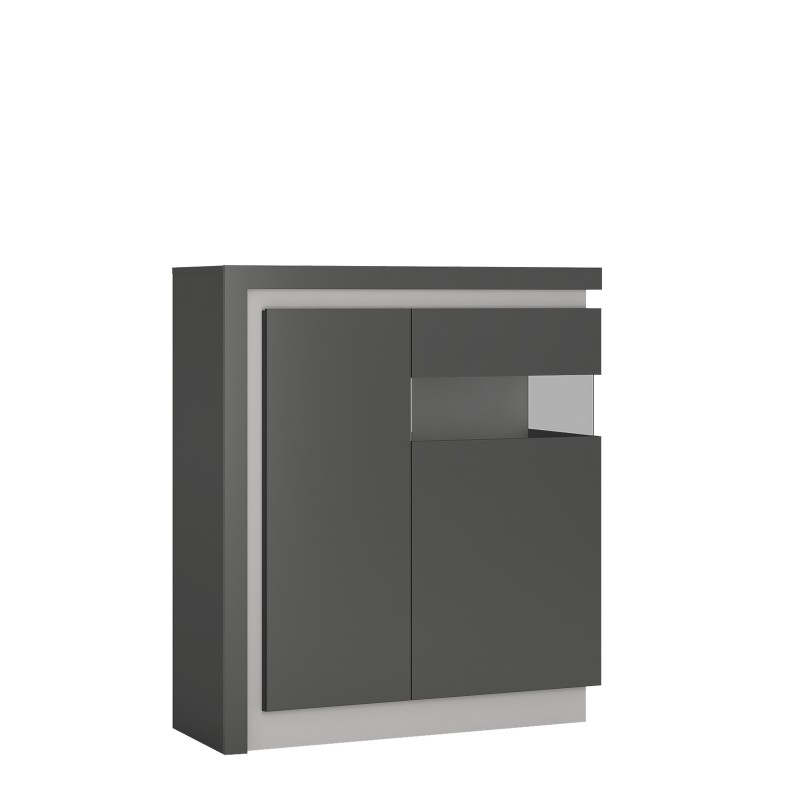 Lyon 2 door designer cabinet (RH) in Platinum/Light Grey Gloss
