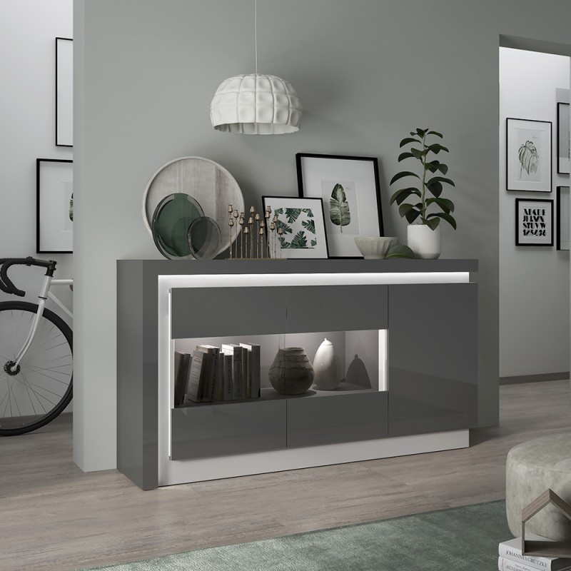 Lyon 2 door designer cabinet (RH) in Platinum/Light Grey Gloss - Image 3