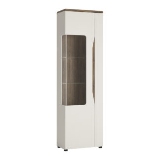 Toledo 1 door display cabinet (LH) in White and Oak