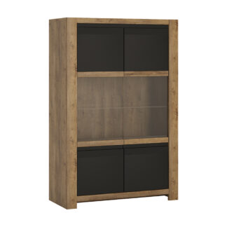 Havana 2 door display cabinet in Lefkas Oak with matte black fronts