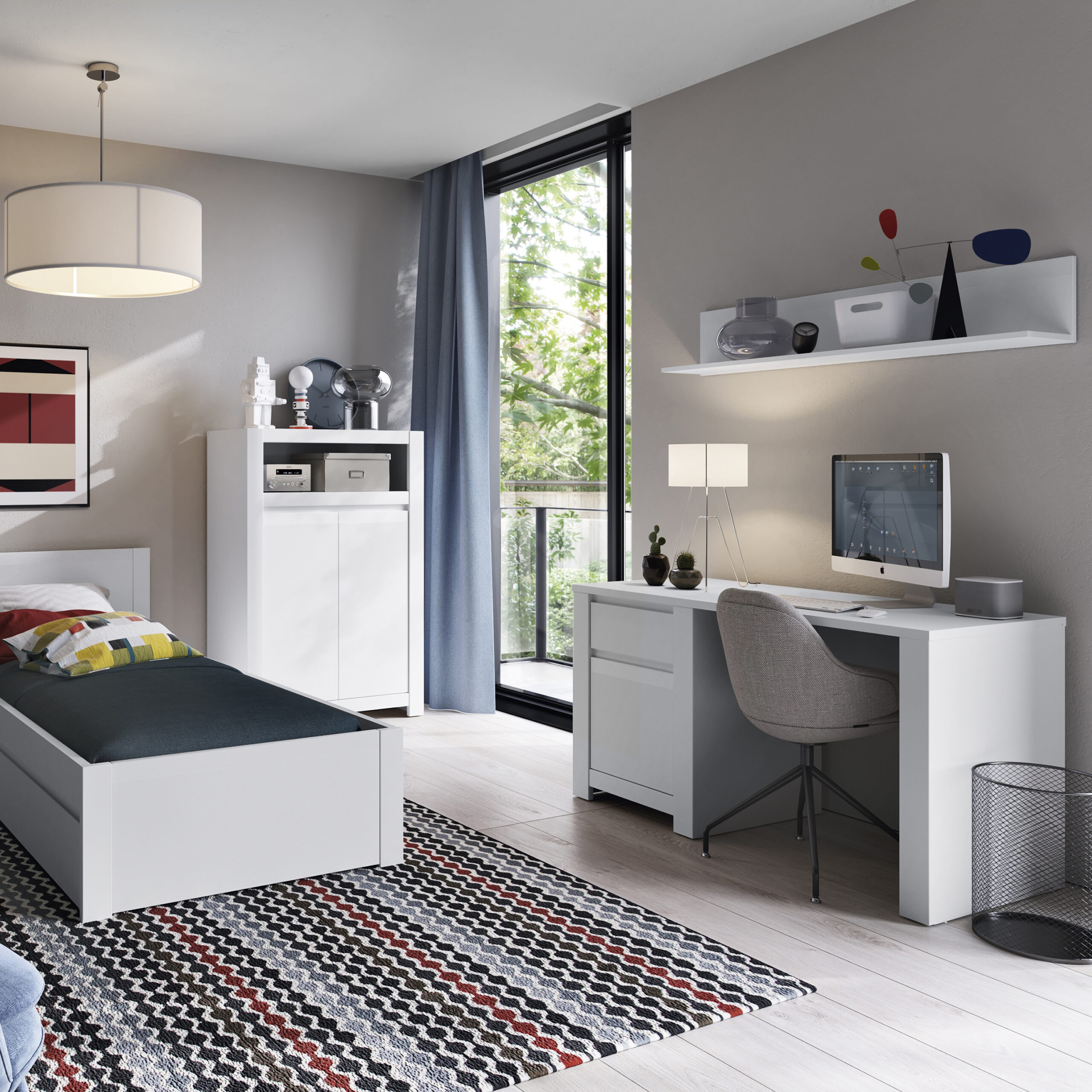 Novi 1 Door 1 Drawer Desk in Alpine White - Image 3