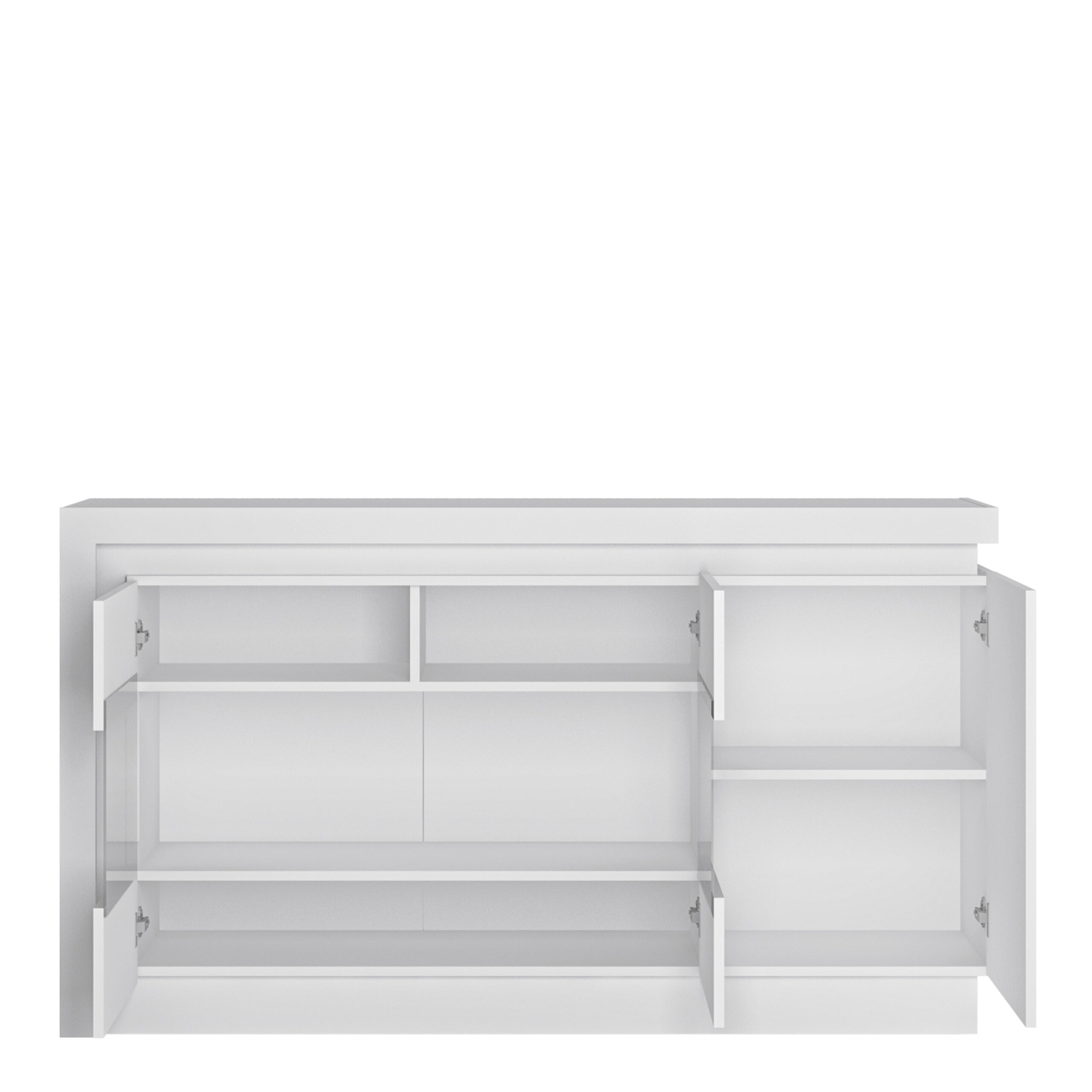 Lyon 3 door glazed sideboard (including LED lighting) in White and High Gloss - Image 2