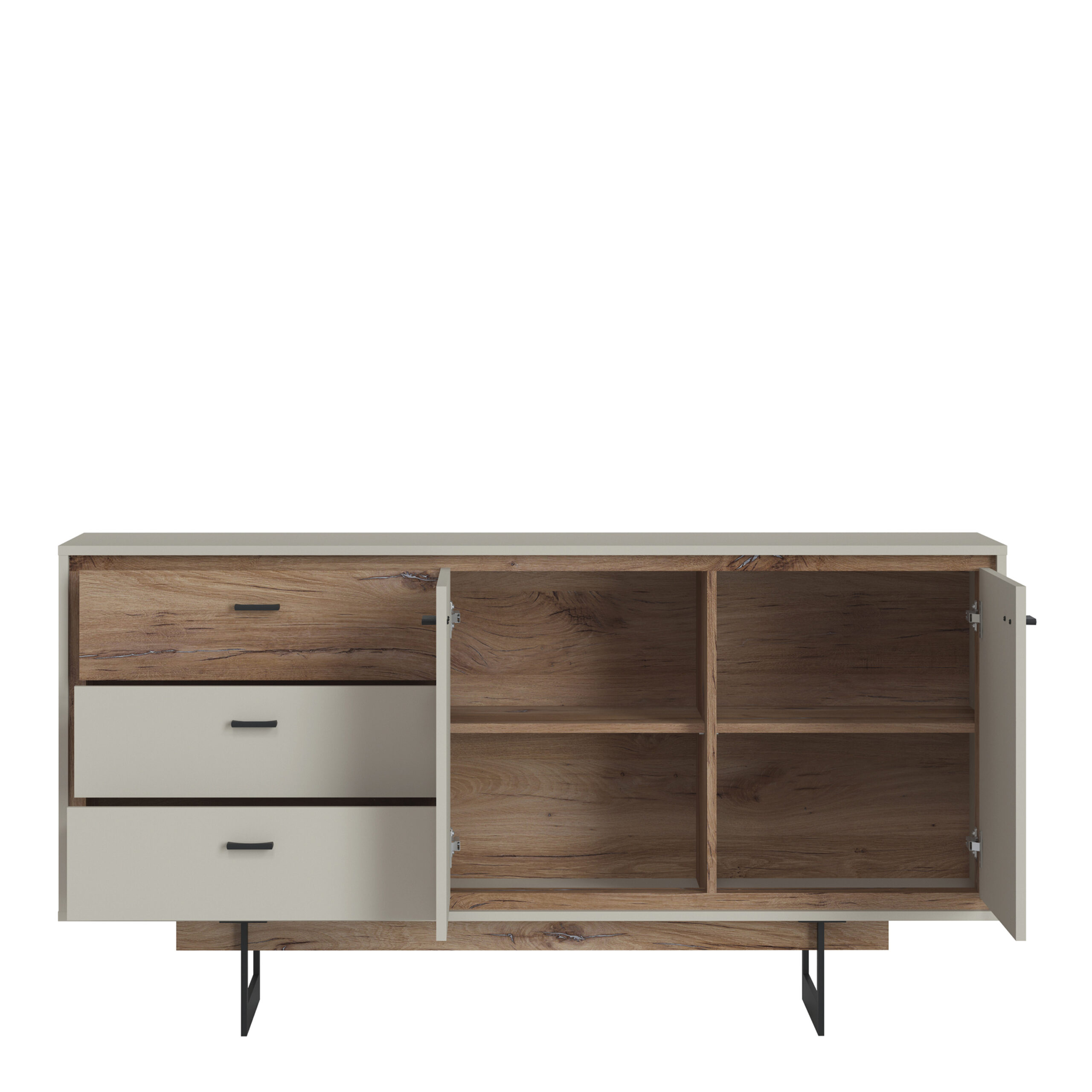 Rivero 2 Door 3 Drawer Sideboard? in Grey and Oak - Image 2