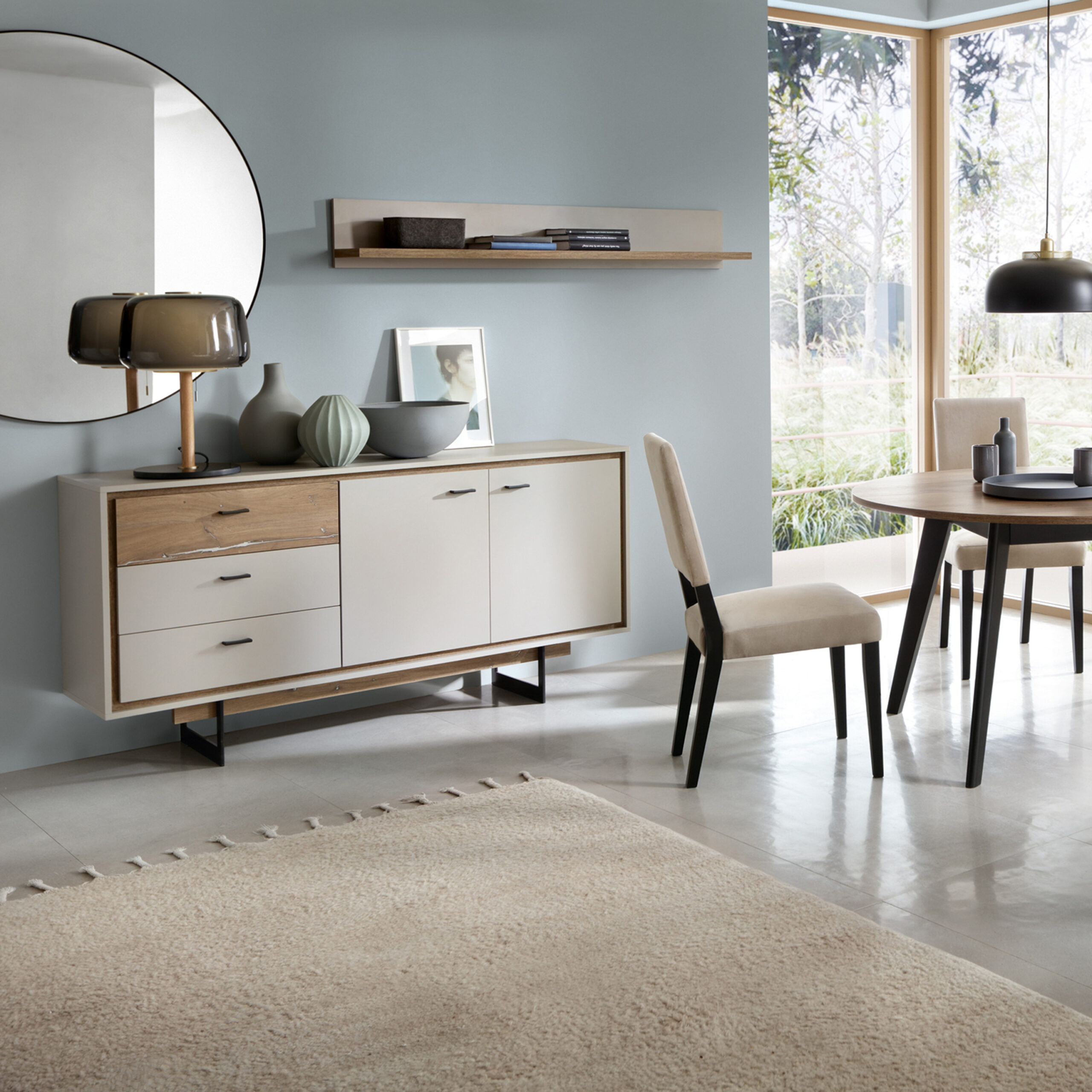Rivero 2 Door 3 Drawer Sideboard? in Grey and Oak - Image 4