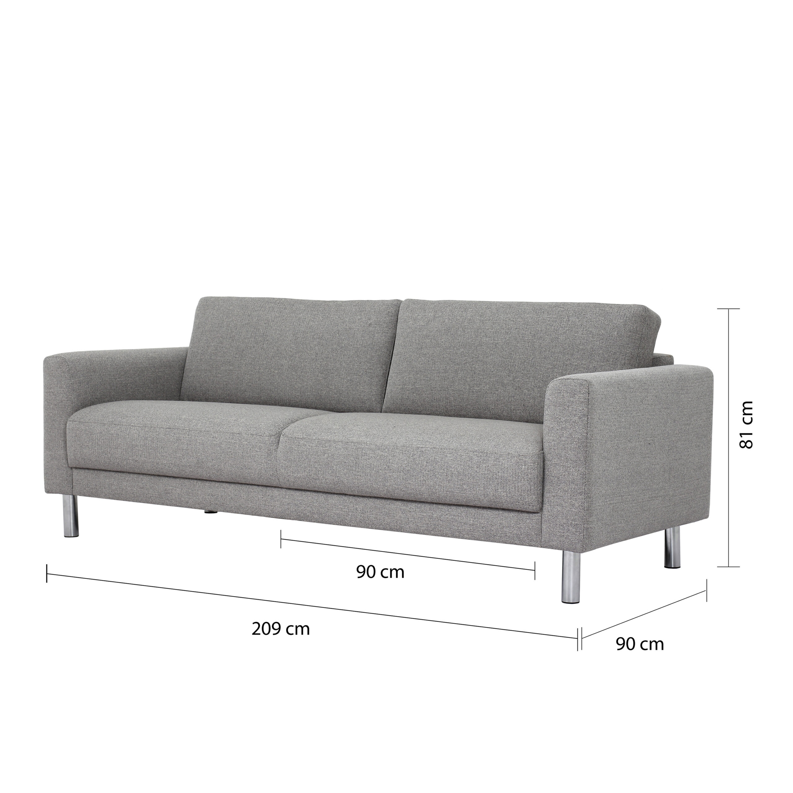 Cleveland 3-Seater Sofa in Nova Light Grey - Image 6