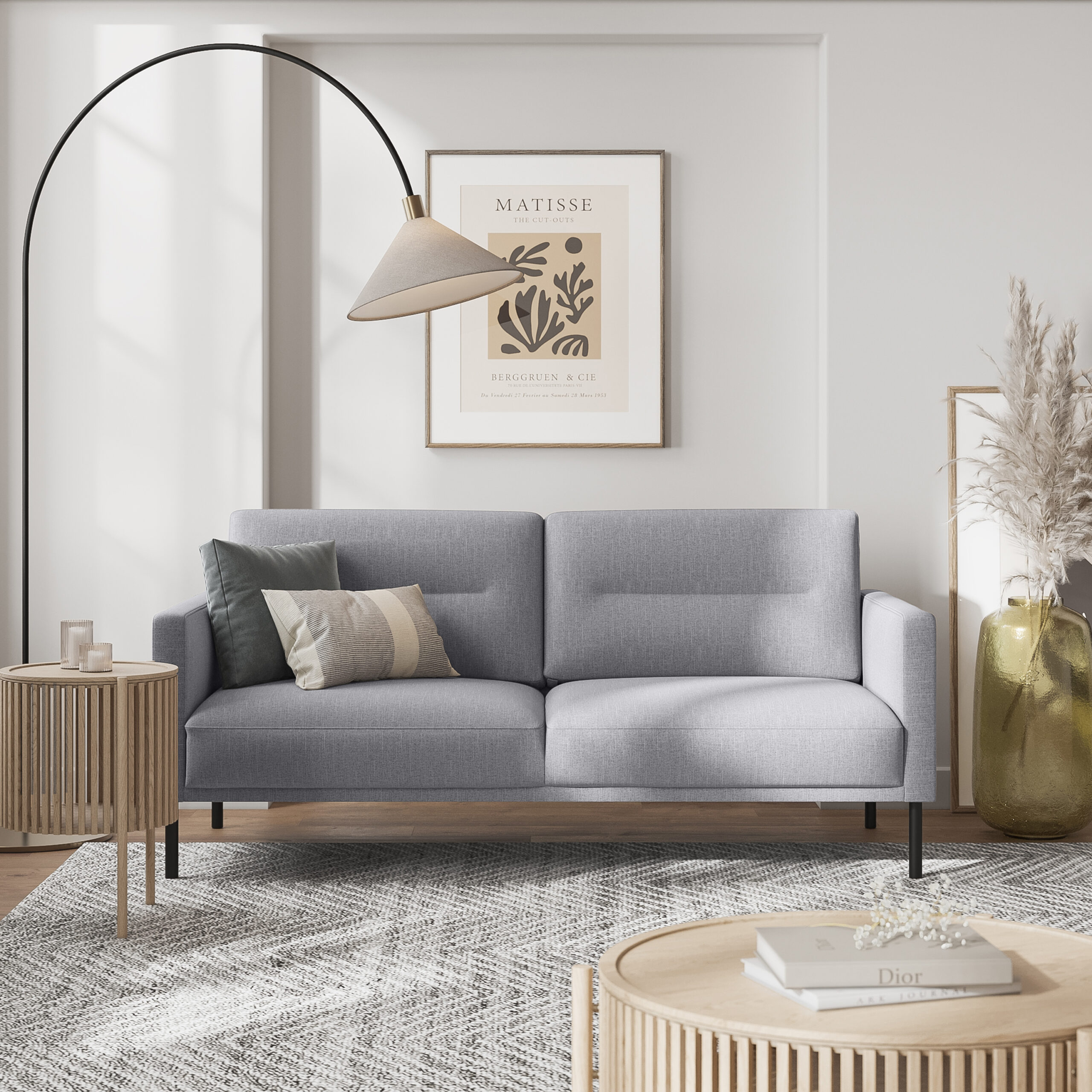 Larvik 2.5 Seater Sofa - Grey, Black Legs - Image 5