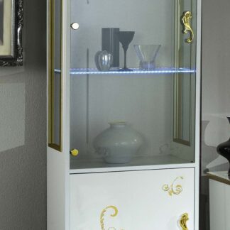 Ben Company Sofia White and Gold 1 Door Vitrine
