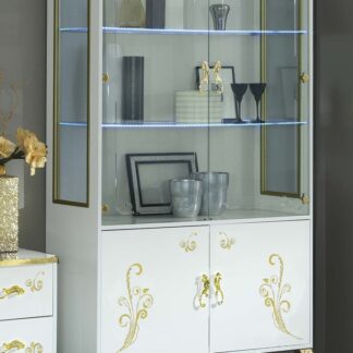 Ben Company Sofia White and Gold 2 Door Vitrine