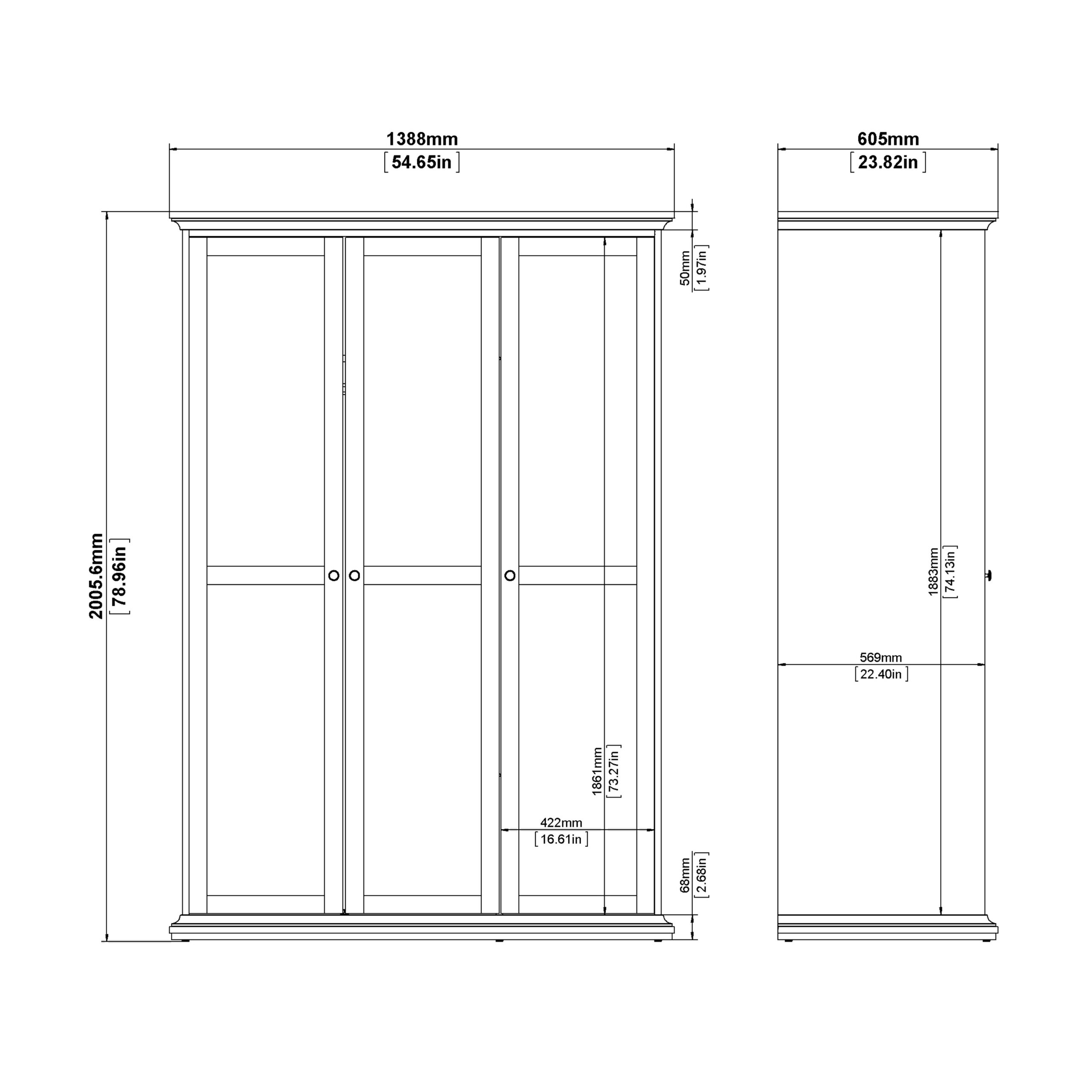 Paris Wardrobe with 3 Doors in White - Image 16