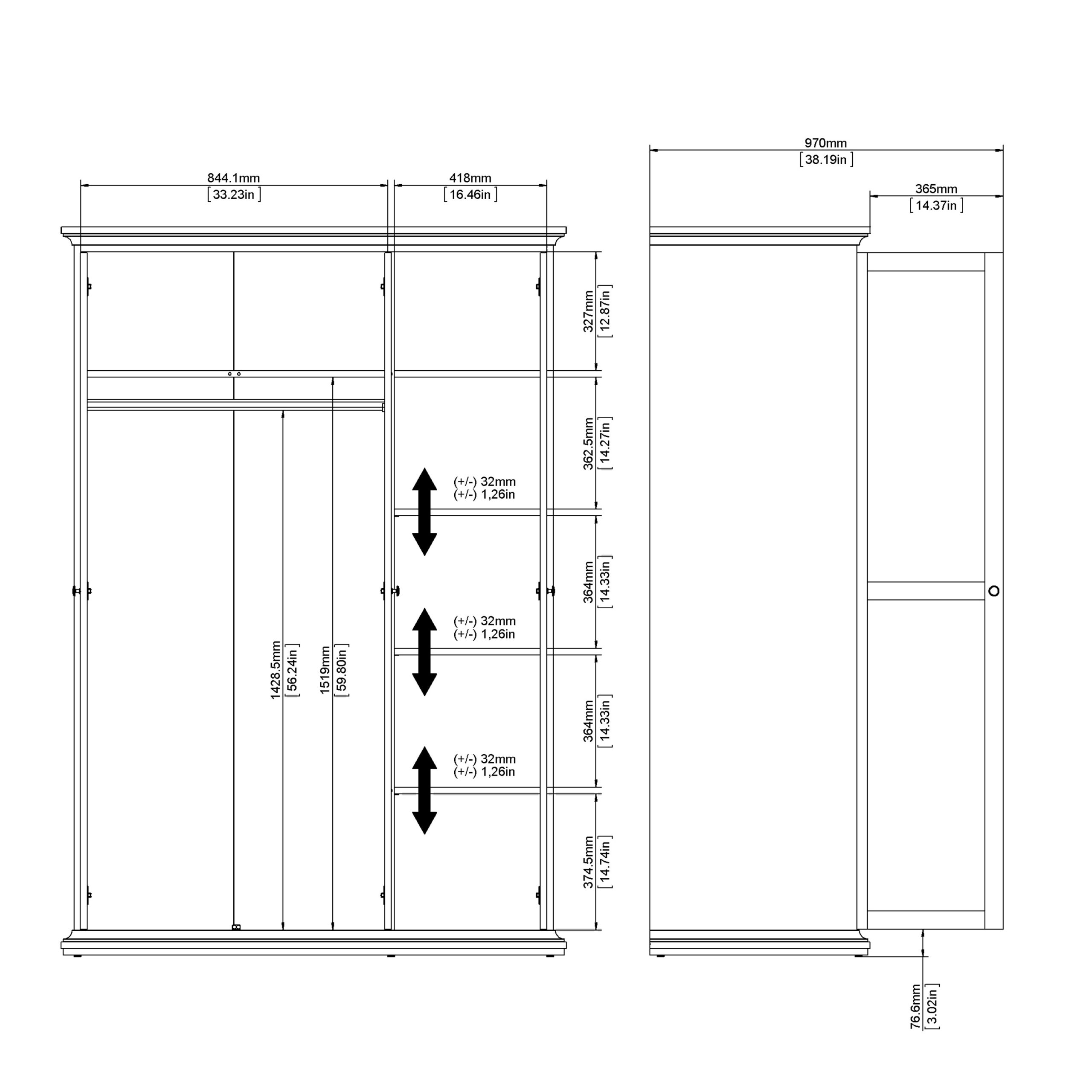 Paris Wardrobe with 3 Doors in White - Image 17