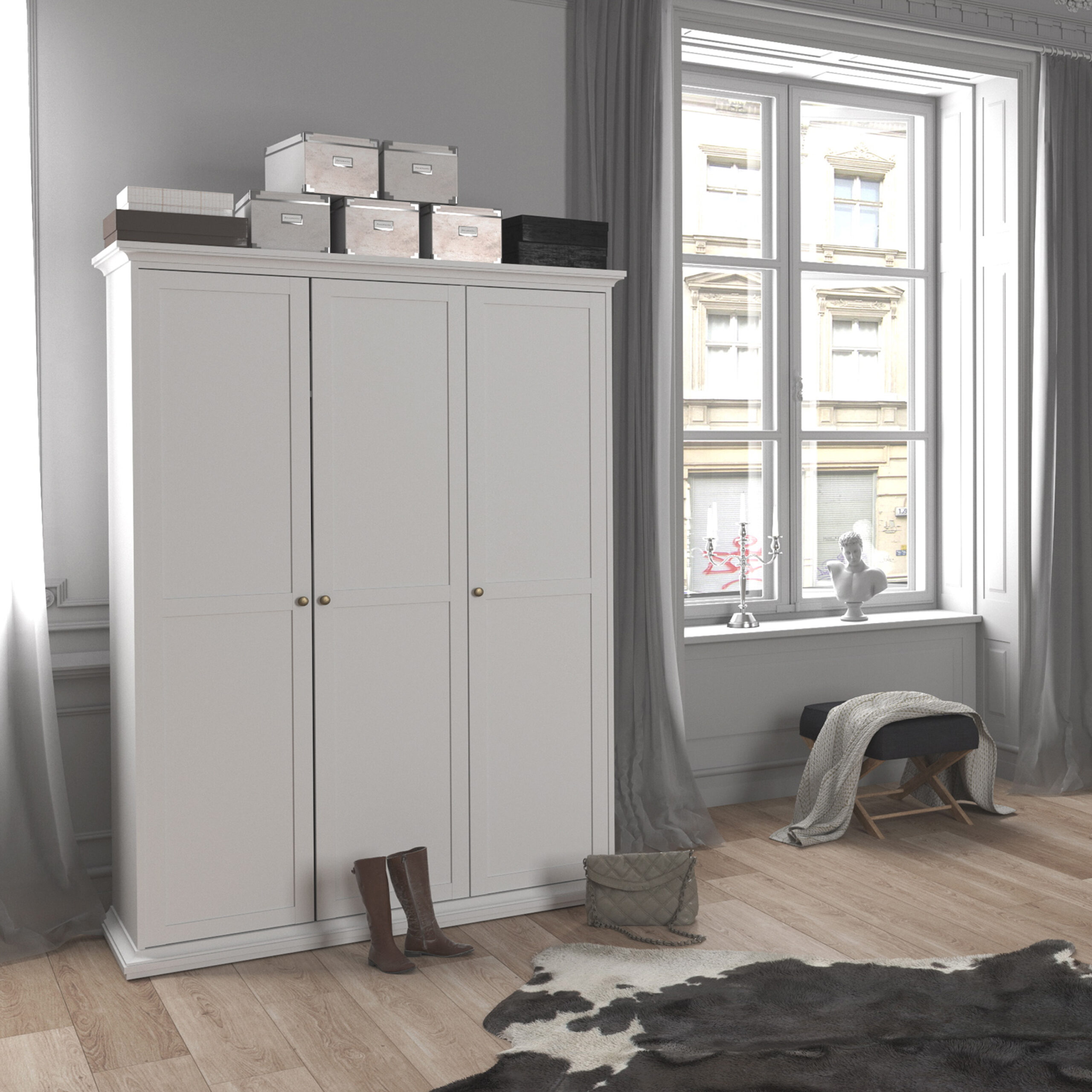 Paris Wardrobe with 3 Doors in White - Image 6
