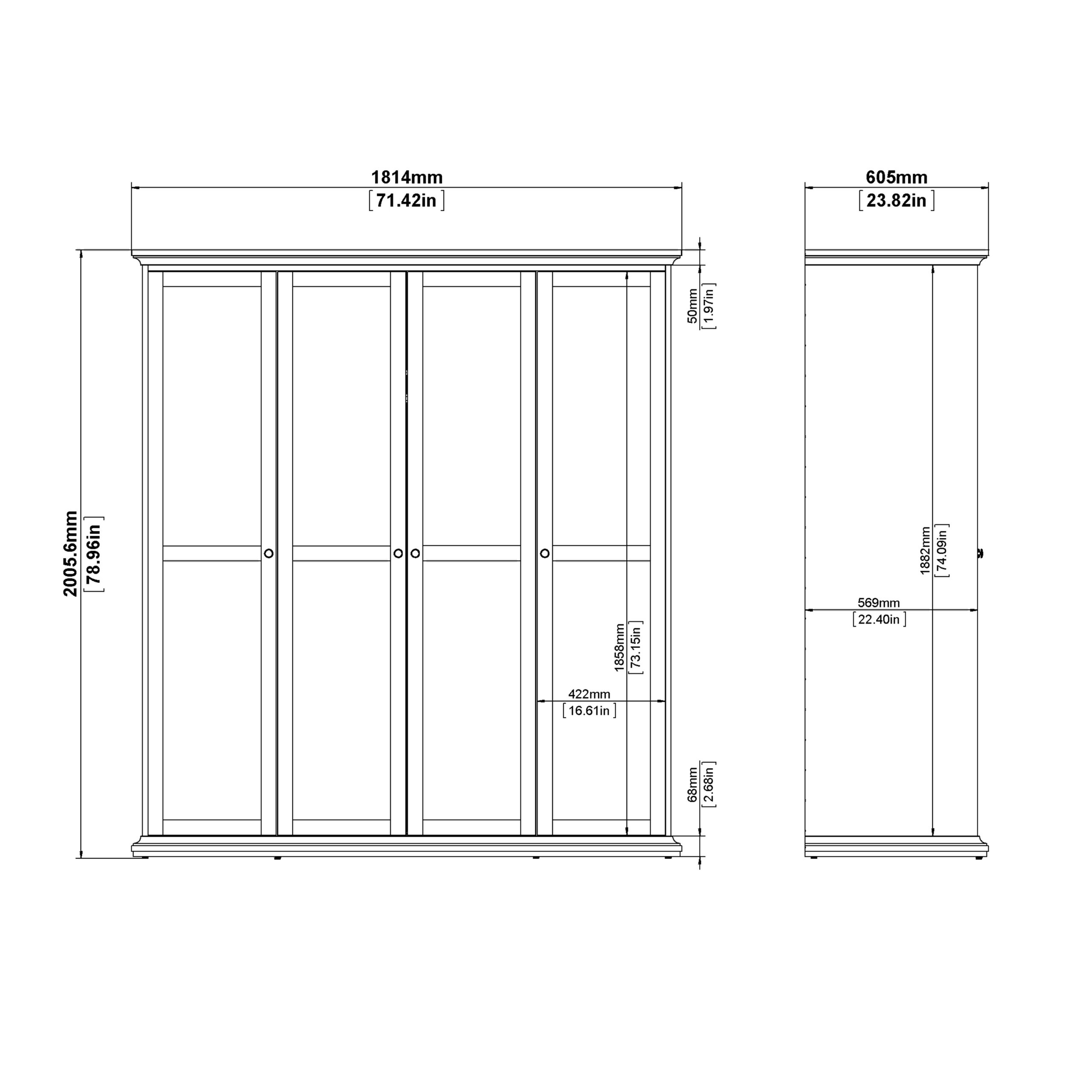 Paris Wardrobe with 4 Doors in White - Image 16