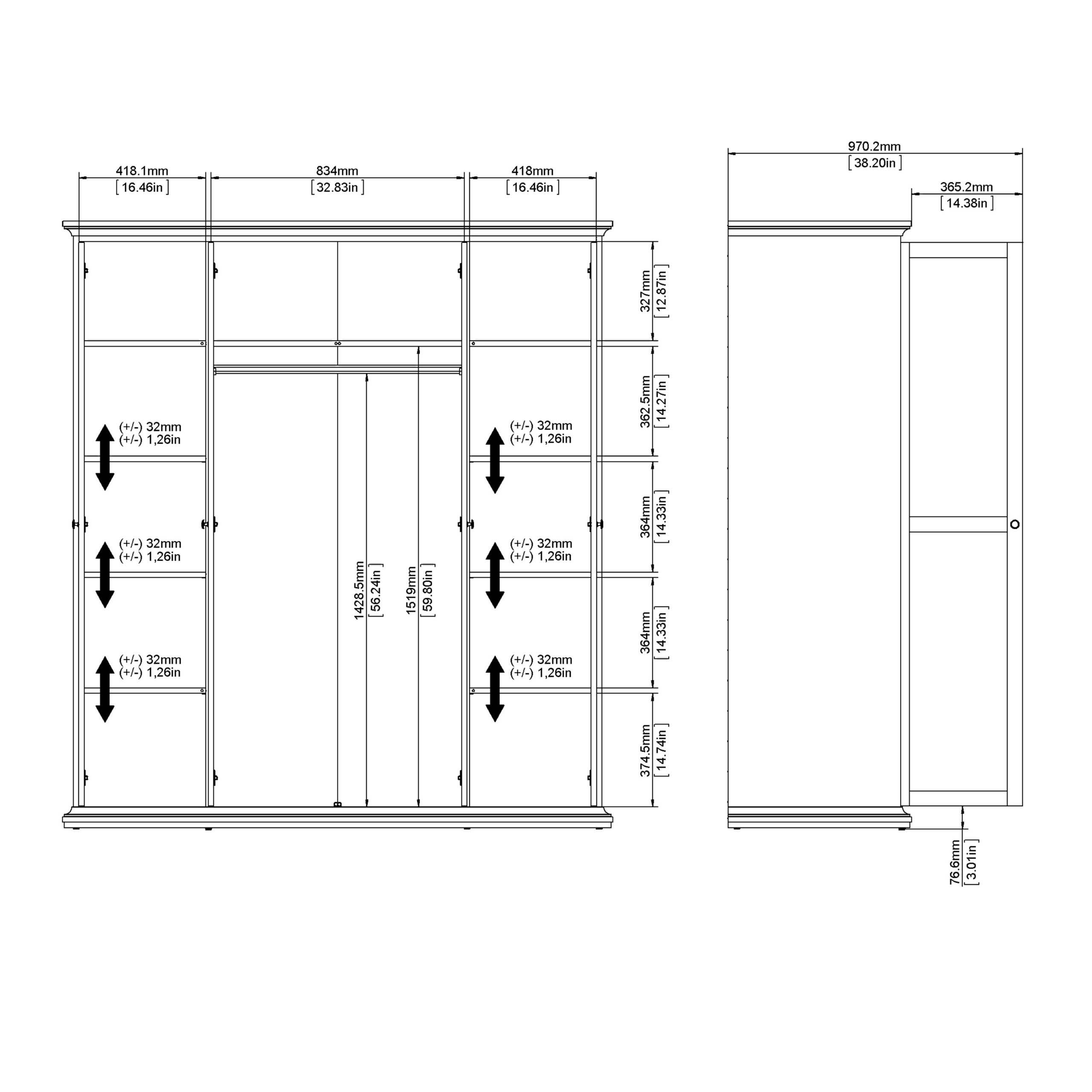 Paris Wardrobe with 4 Doors in White - Image 17