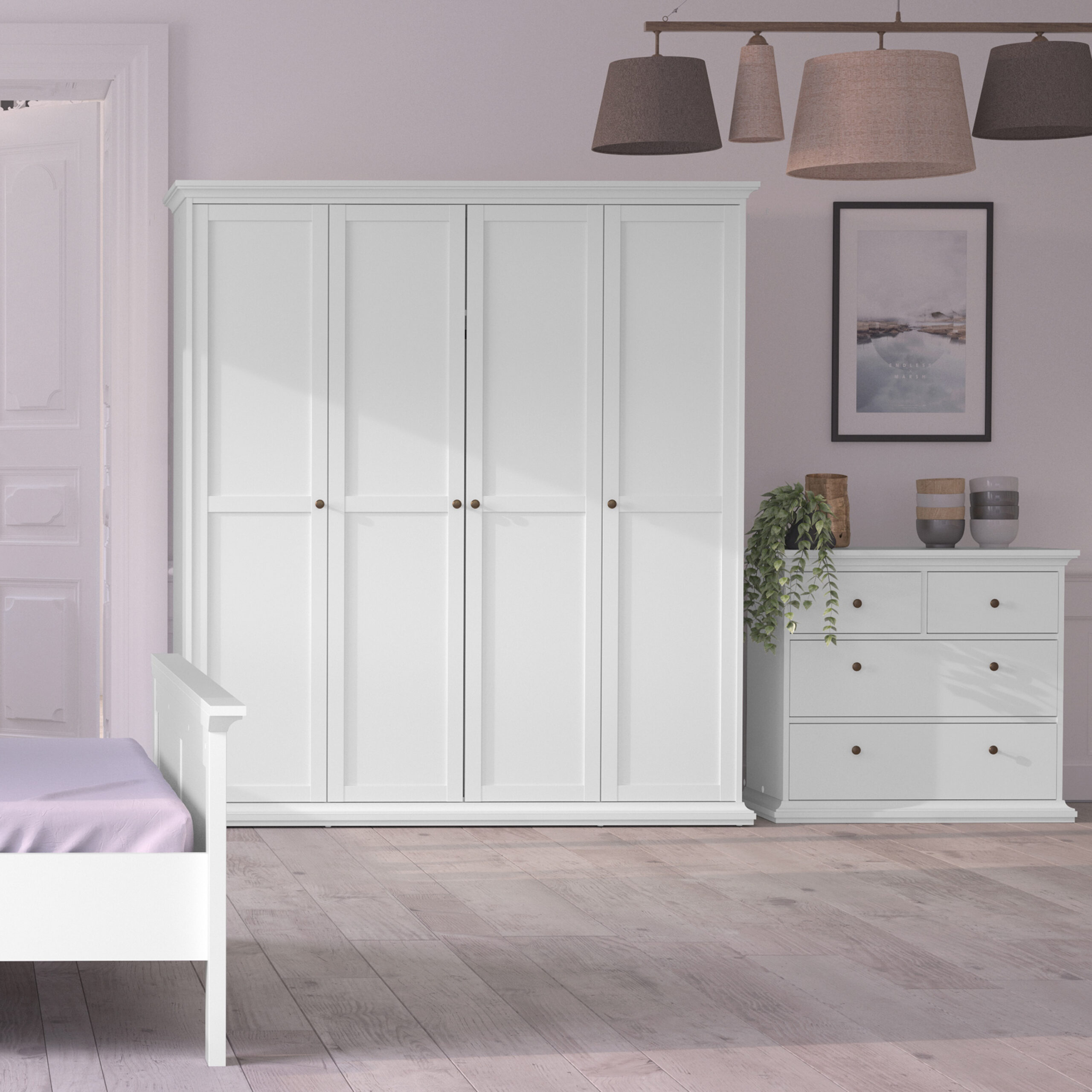 Paris Wardrobe with 4 Doors in White - Image 6
