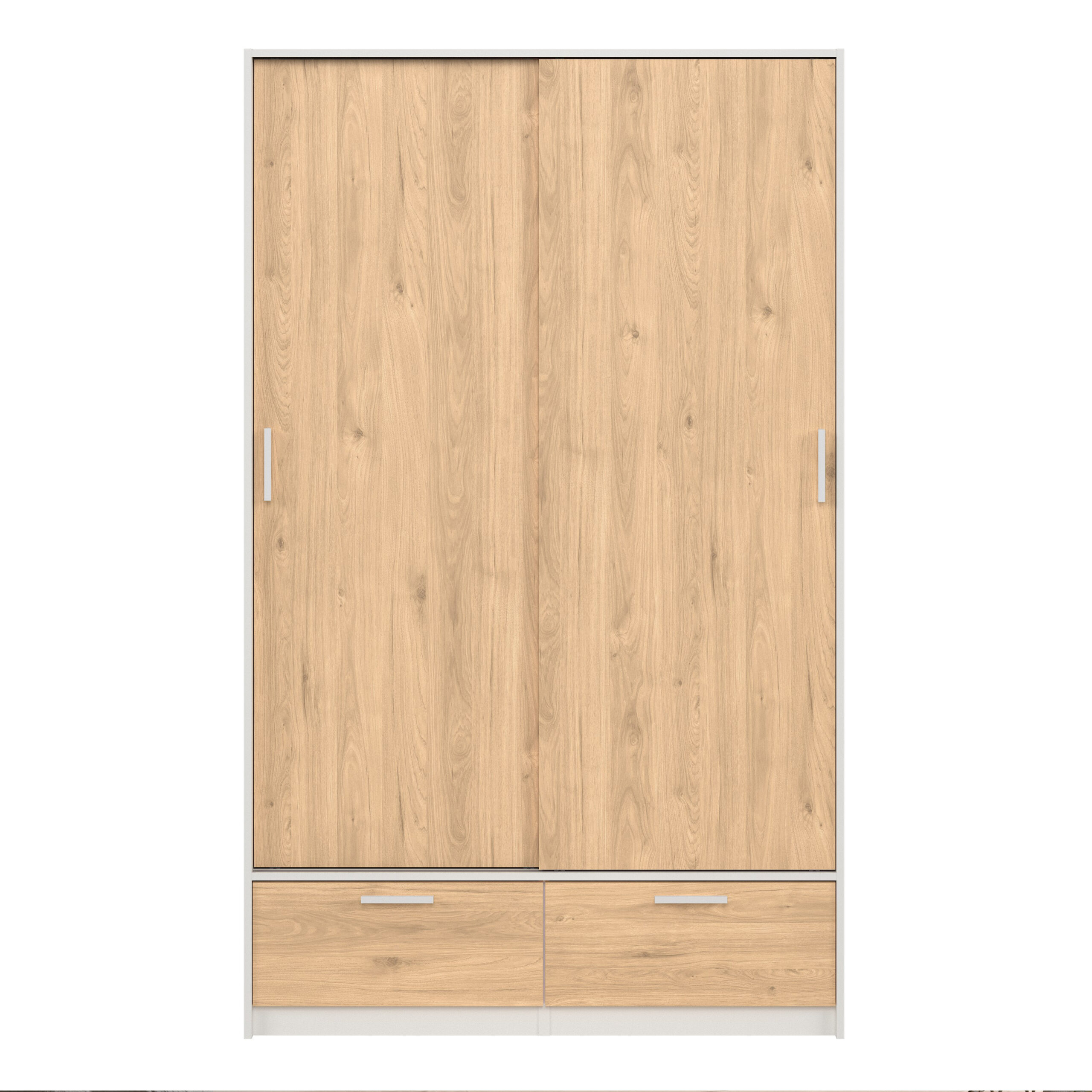 Line Wardrobe with 2 Doors + 2 Drawers in White and Jackson Hickory Oak - Image 2