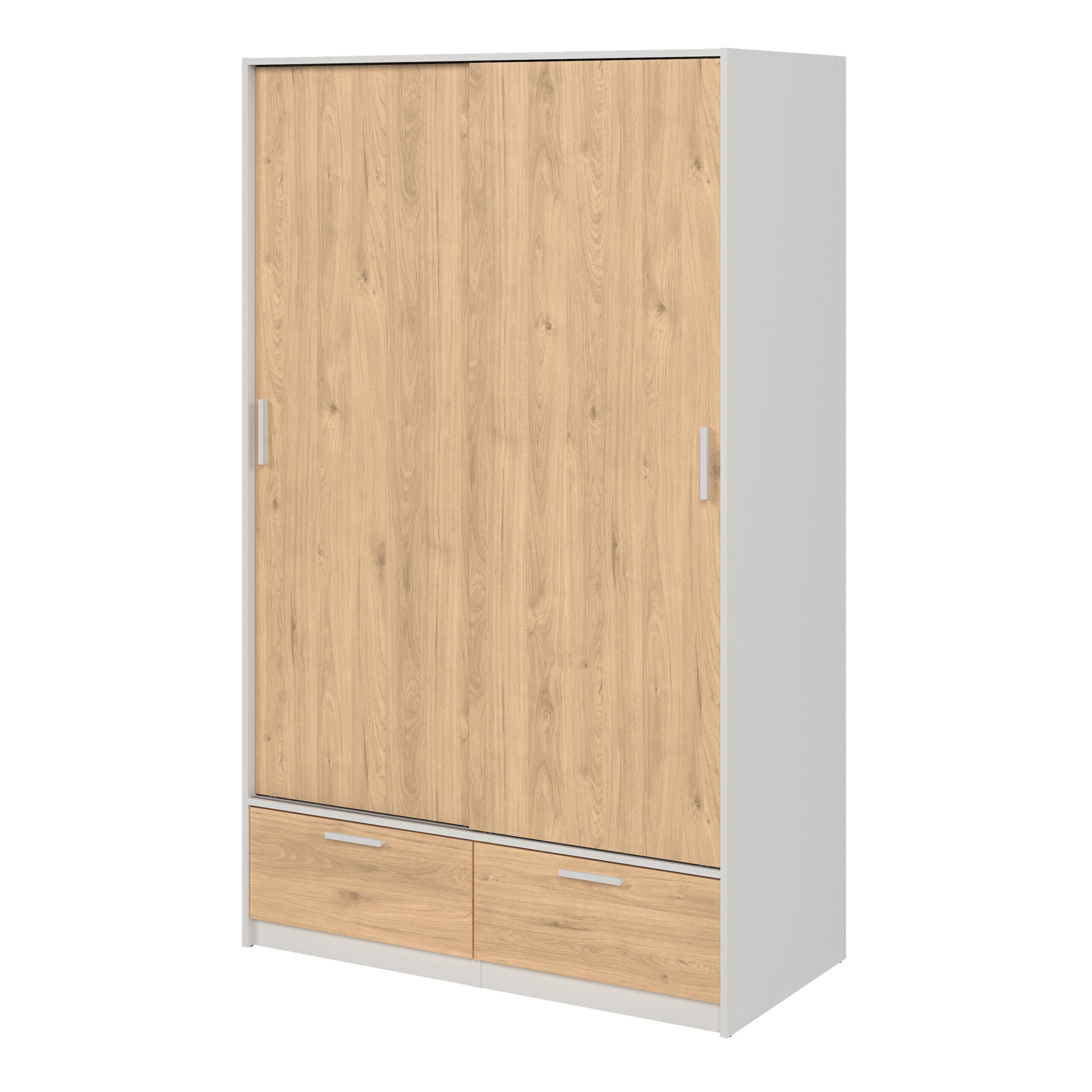 Line Wardrobe with 2 Doors + 2 Drawers in White and Jackson Hickory Oak - Image 3