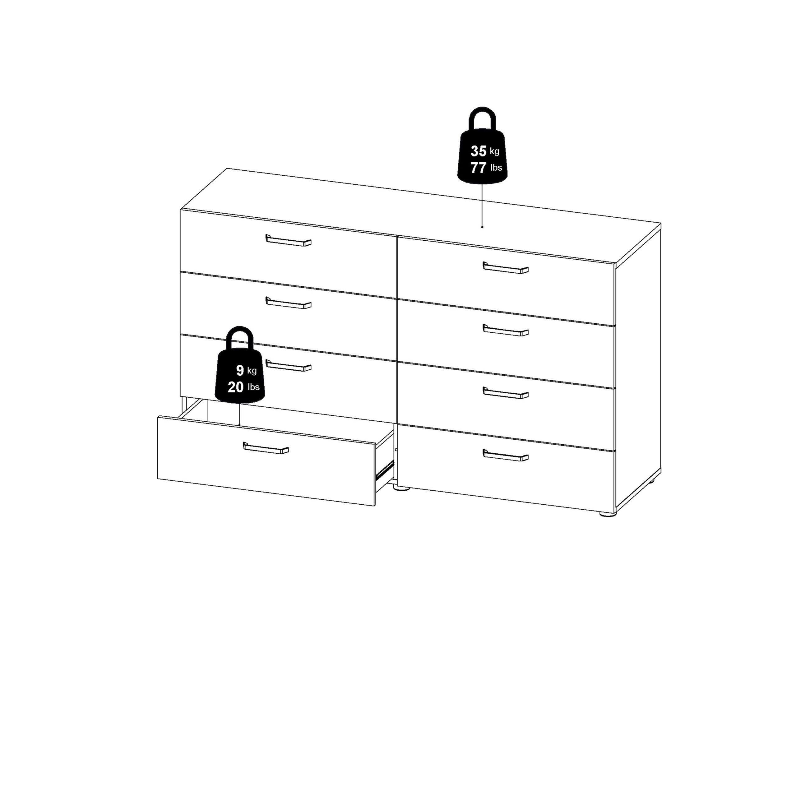 Dallas Double dresser 8 drawers Rovere Gessato Dark Oak - Image 9