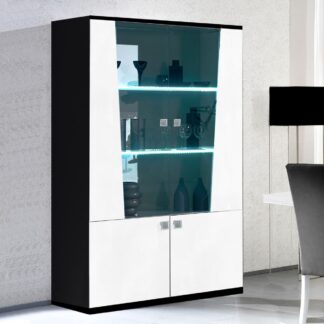 Ben Company Elisa White and Black Italian 2 Door Display Cabinet