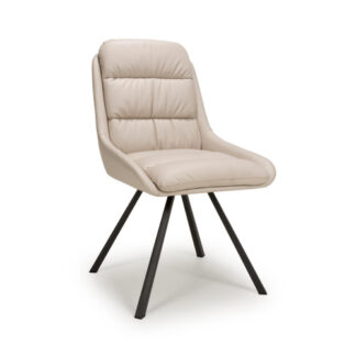 Arnhem Swivel Leather Effect Cream Dining Chair Pack of 2