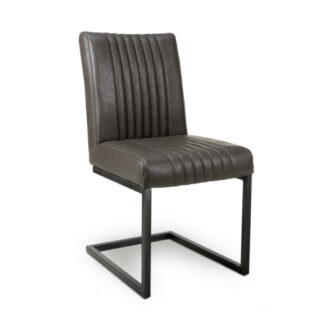 Archer Cantilever Leather Effect Grey Dining Chair Pack of 2