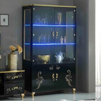 Ben Company Sofia Black and Gold Italian 2 Door Vitrine