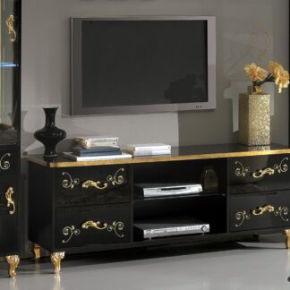 Ben Company Sofia Black and Gold Italian Plasma TV Cabinet