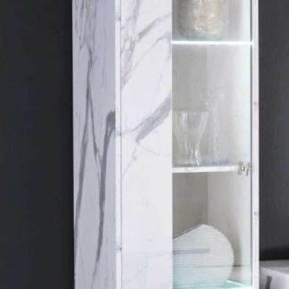 Ben Company Vittoria White Marble Finish Italian 1 Door Vitrine