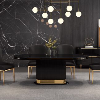California Black & Gold High Gloss Dining Table