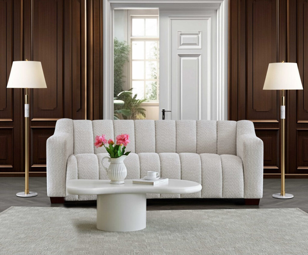 Aluxo Astoria 3 Seater Sofa in Oatmeal Boucle Fabric