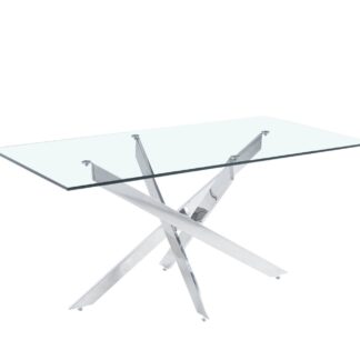 Olivia Glass Dining Table with Silver Stainless Steel Legs