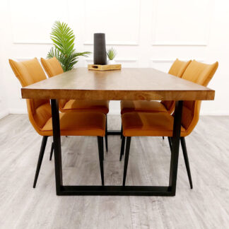 Freya 180cm Dining Table – Solid Light Pine Wood with Matt Black Metal Legs